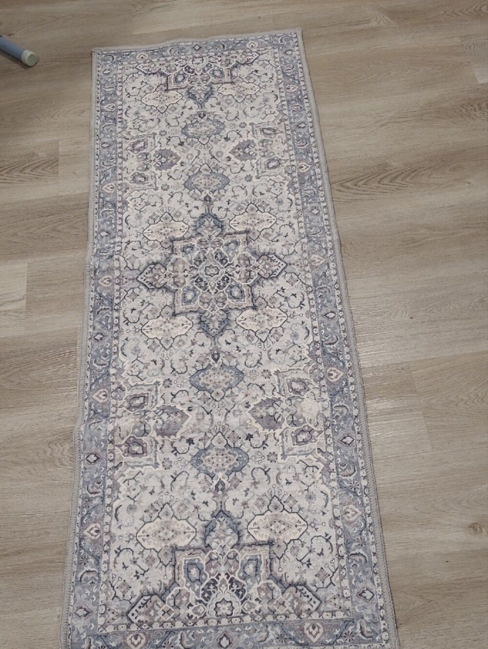 Neutral Gray And Blue Area Rug - Picture 3 of 4